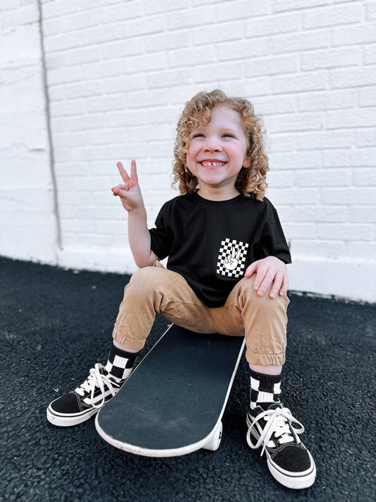 Black + White Checker Sock