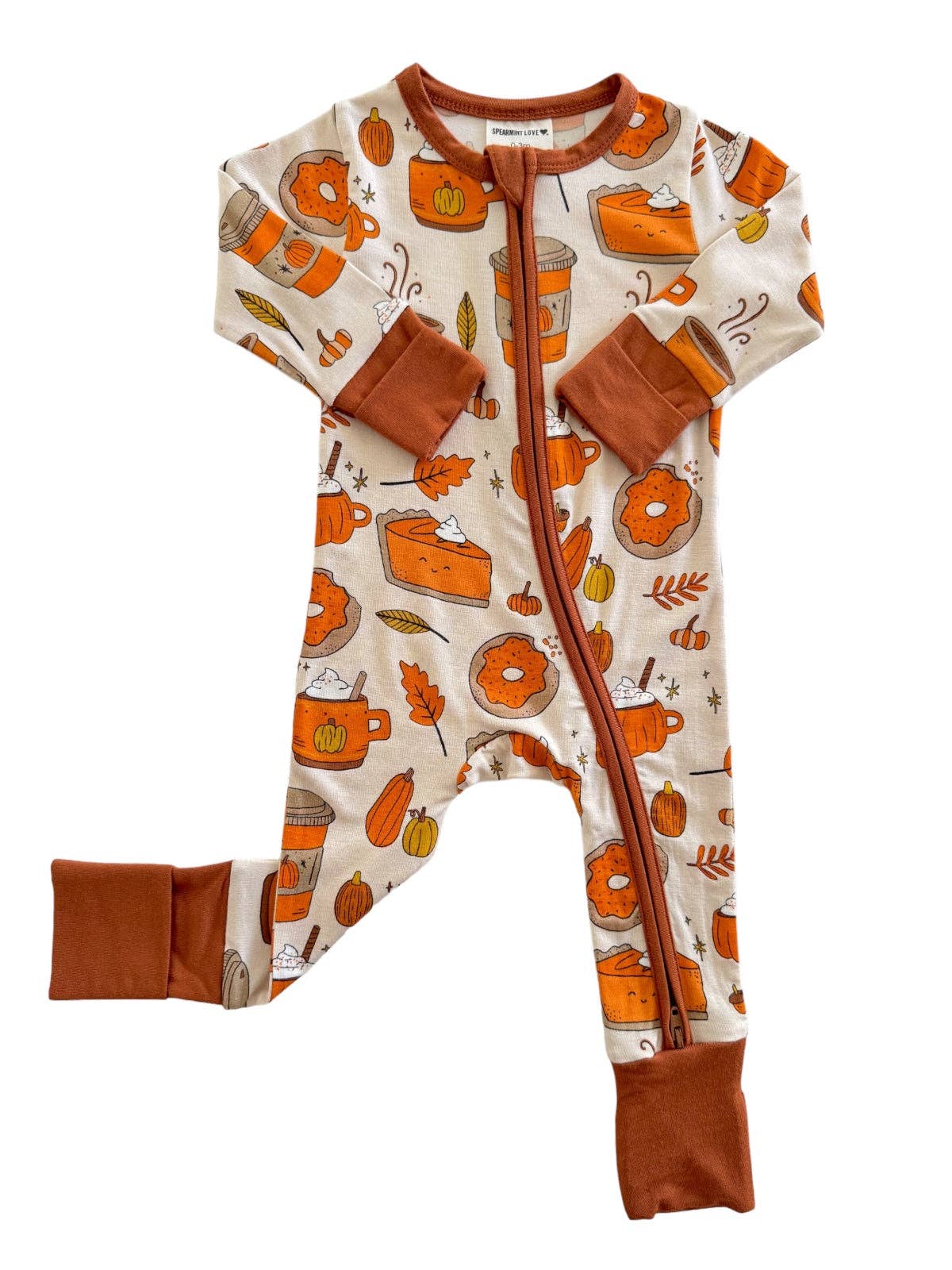 2-Way Fold-Over Feet Romper | Pumpkin Spice Latte