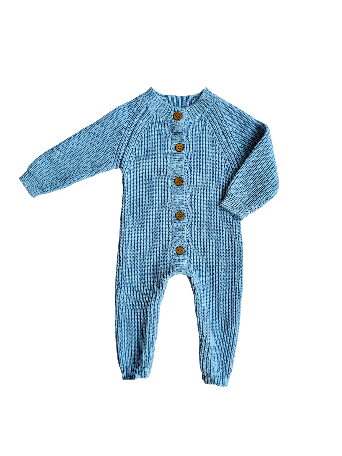 Classic Chunky Knit Jumpsuit : Powder Blue