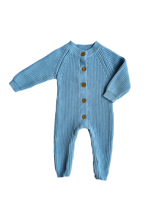 Classic Chunky Knit Jumpsuit : Powder Blue