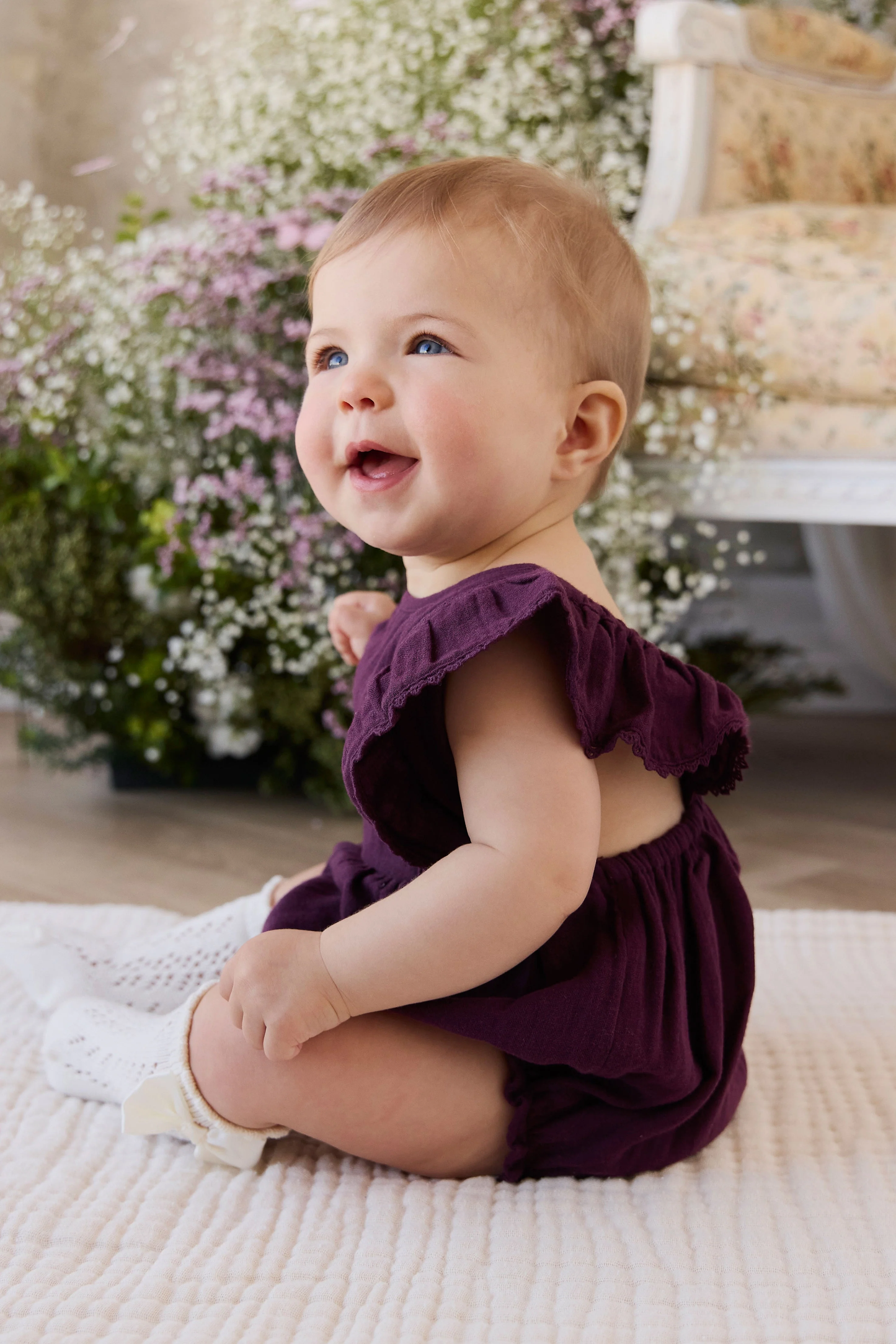 Organic Cotton Muslin Beatrice Romper | Fig