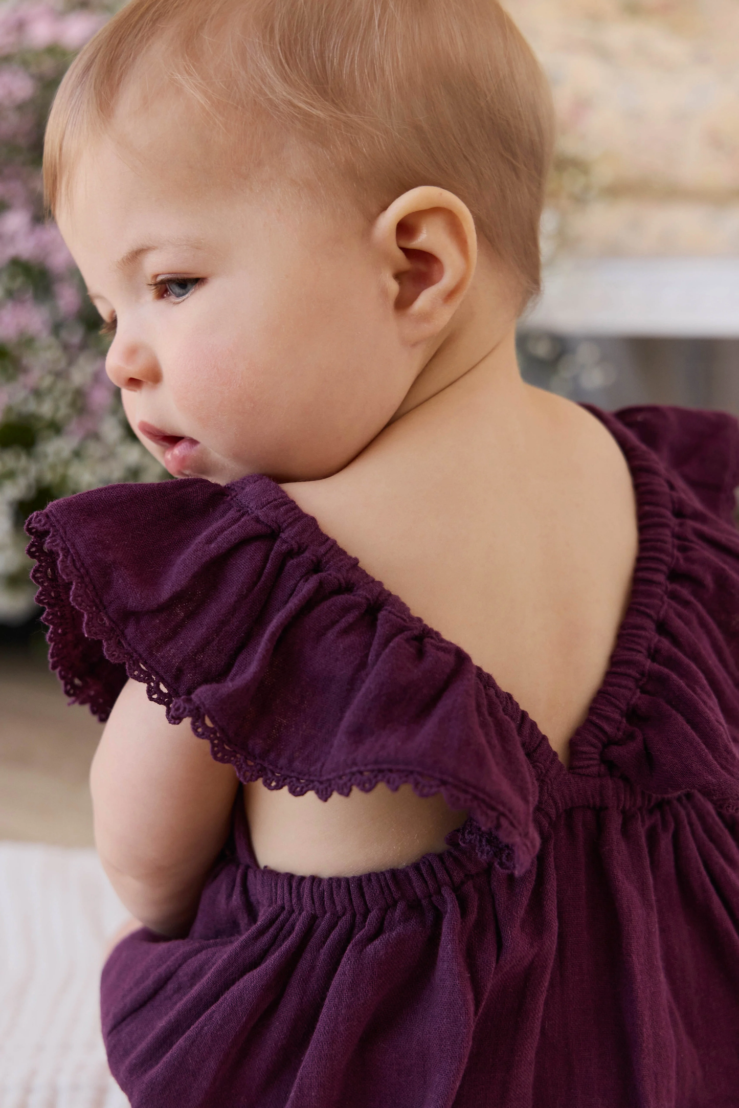 Organic Cotton Muslin Beatrice Romper | Fig