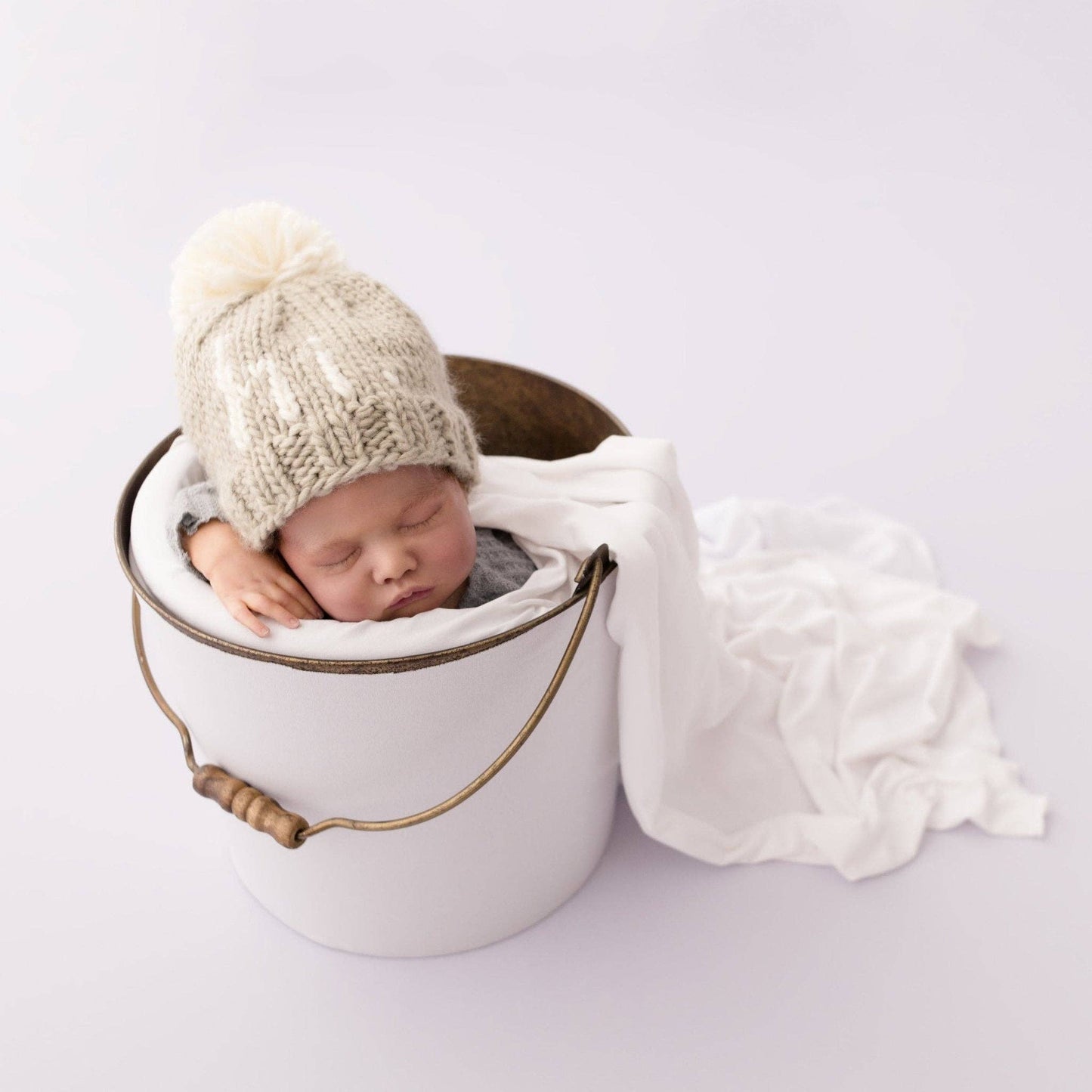 hi. Hand Knit Beanie Hat | Pebble Brown