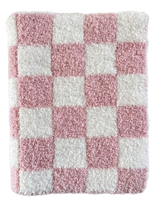 Phufy Bliss Checkerboard Mini Blanket | Strawberry Pink