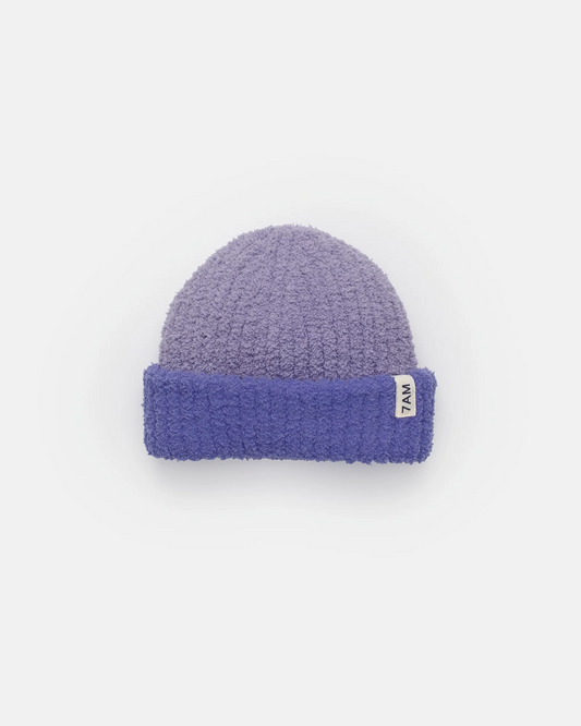 Two-Tone Fuzzy Ribbed Beanie | Taro Imperial