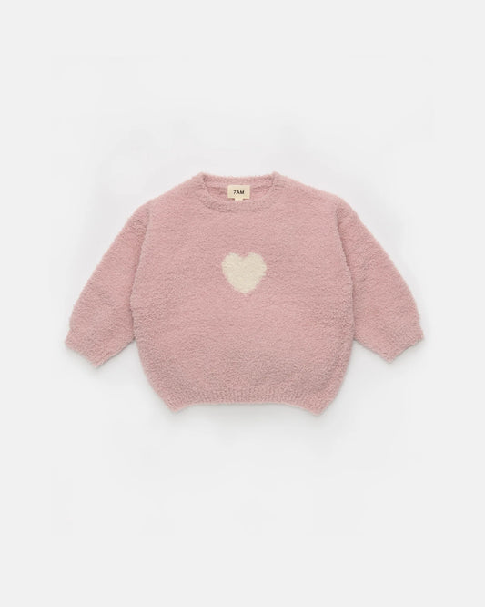 Fuzzy Heart Boxy Sweater | Ash Rose
