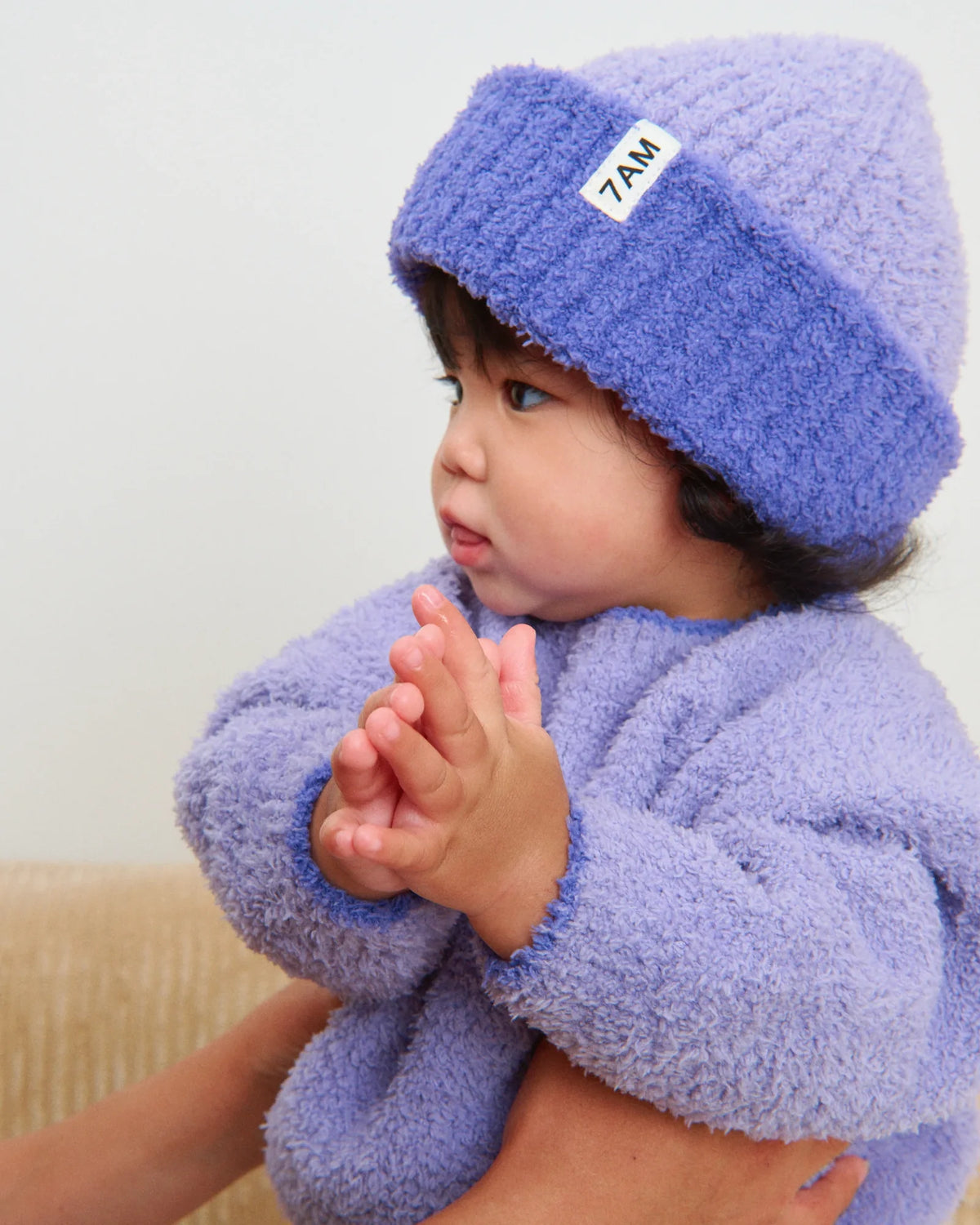 Two-Tone Fuzzy Ribbed Beanie | Taro Imperial