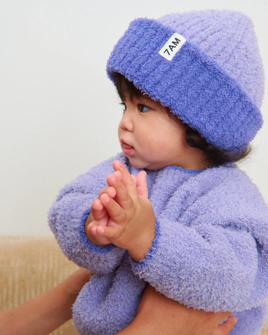Two-Tone Fuzzy Ribbed Beanie | Taro Imperial