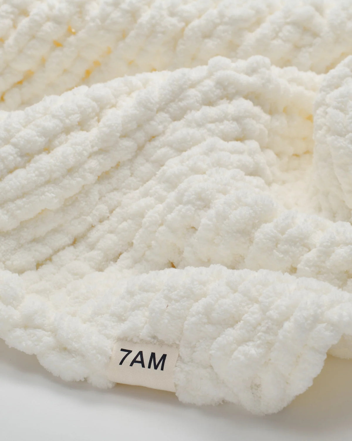 Handknit Chenille Throw | Ecru