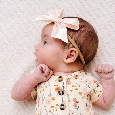 Blush Satin Bow | Nylon Headband