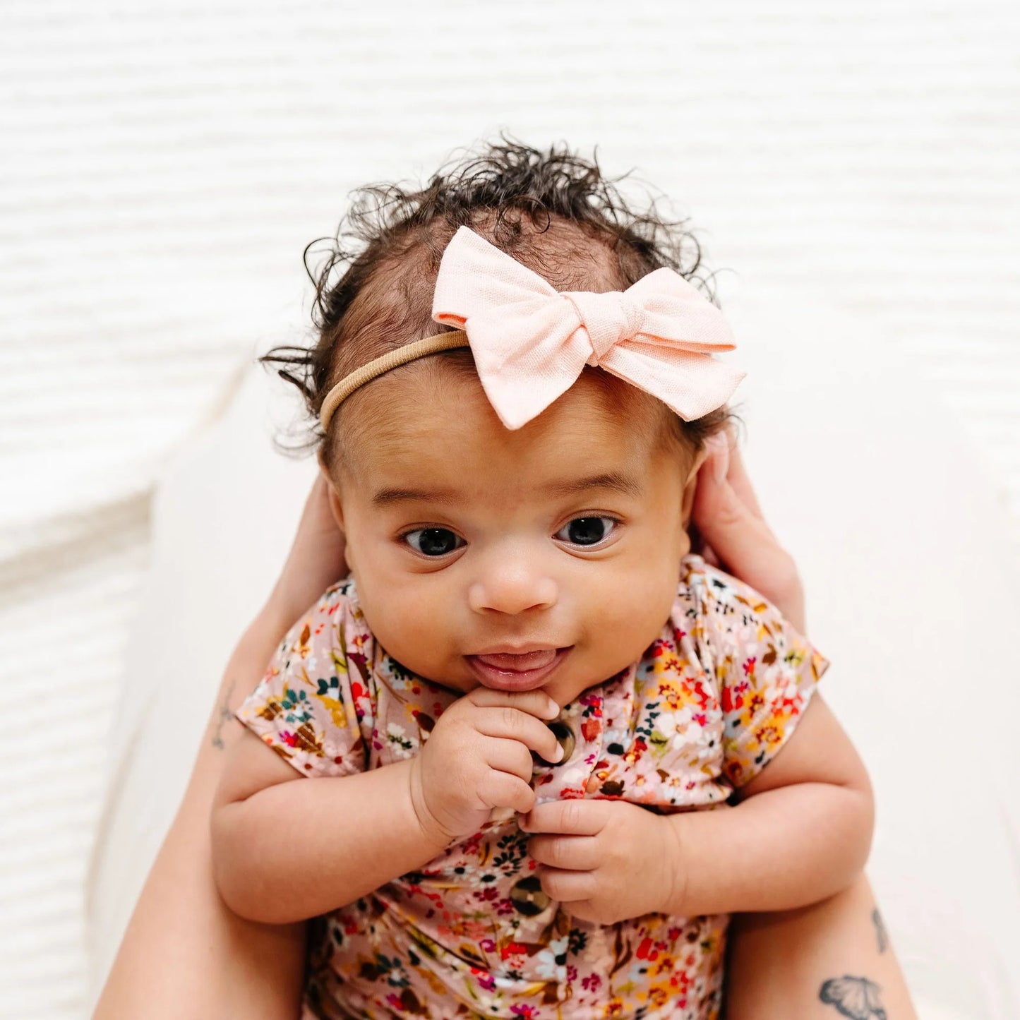 Ballet Pink Linen Bow | Nylon Headband