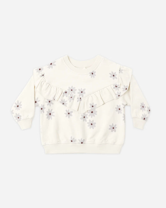 Ruffle Fleece Sweatshirt | Blue Daisy