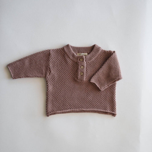 Organic Knit Baggy Textured Longsleeve | Brownie