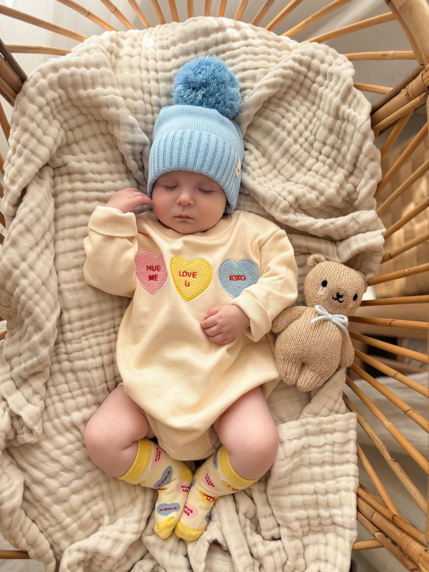 Candy Hearts Bubble Romper | Cream