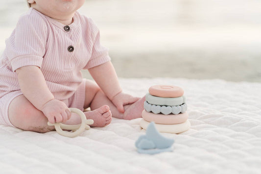 Classic Silicone Stacking Teething Ring Toy | Easter Basket