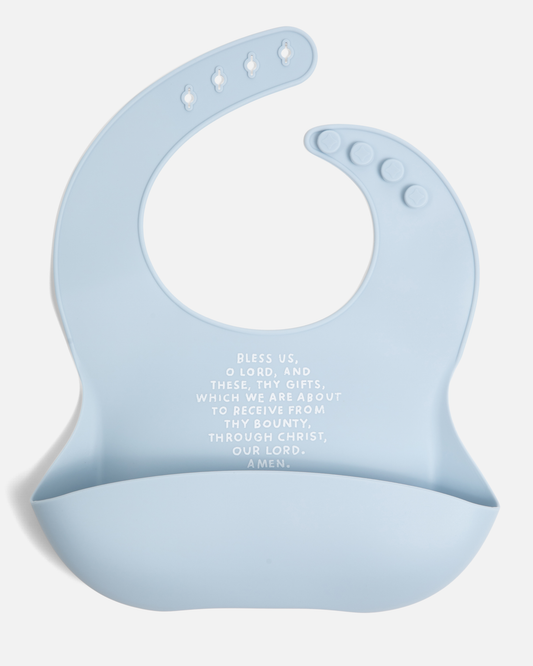 Meal Blessing Silicone Bib: Powder Blue
