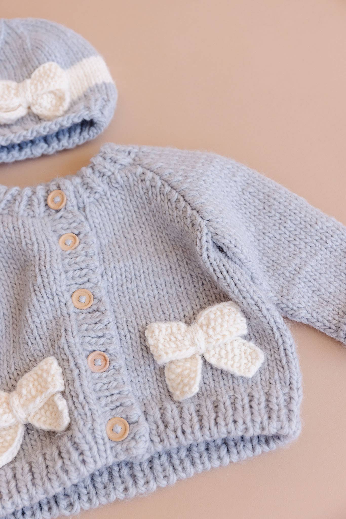 Knit Cardigan with Bows | Blue Ice