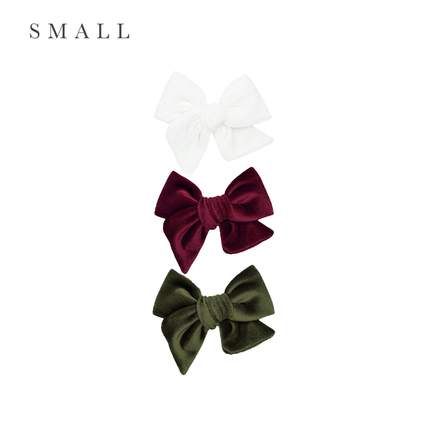 Velvet Bow Hair Clip 3-Pack | Wine