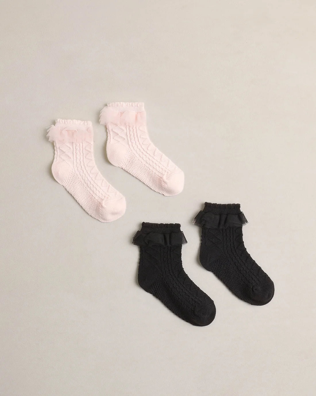 Ruffle Socks 2 Pack | Black & Blush