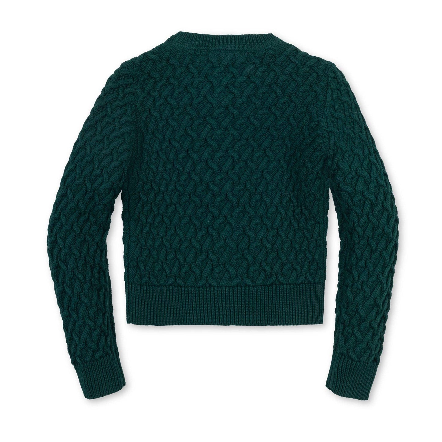 Organic Herringbone Sweater Cardigan | Deep Green