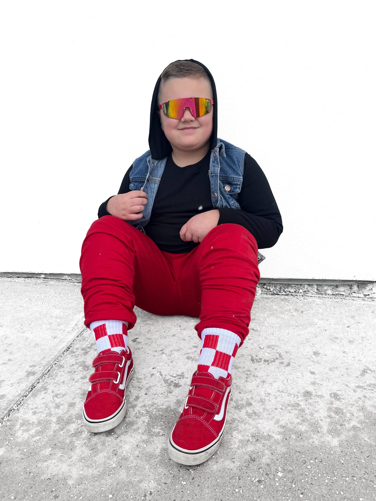 Red + White Checker Sock