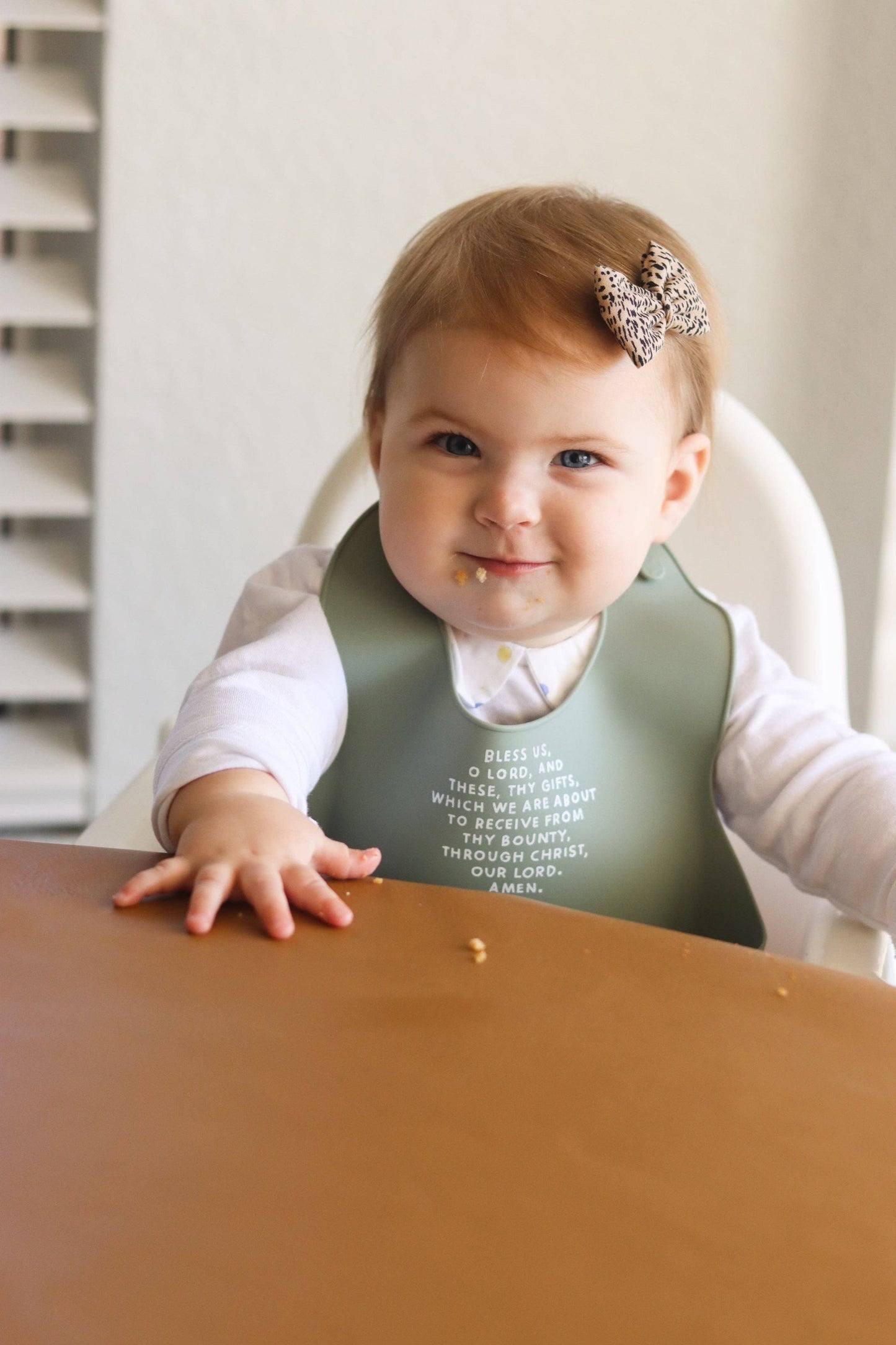 Meal Blessing Silicone Bib: Powder Blue