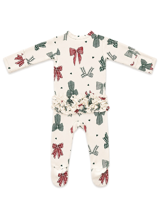2-Way Zip Ruffle Footie | Country Christmas Bows