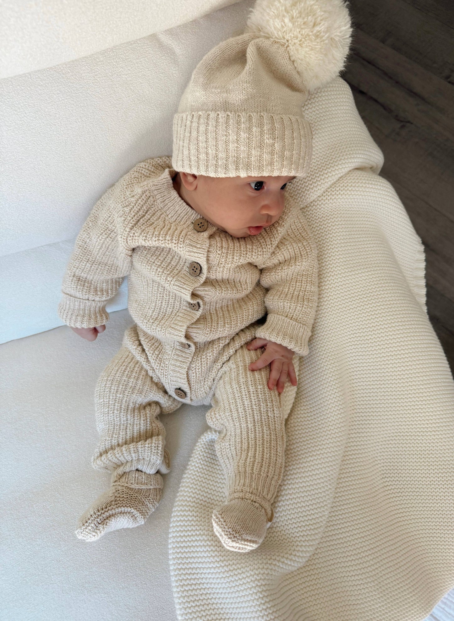 Classic Chunky Knit Jumpsuit | French Cream