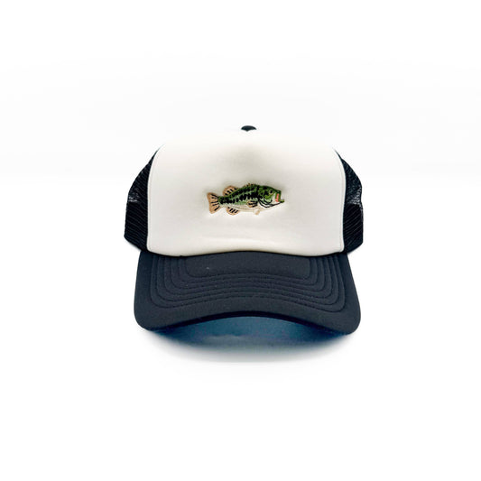 Bass Fish Trucker Hat | Black/White