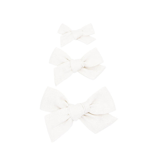 Linen Bow Hair Clip | White