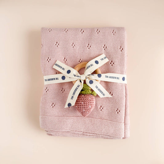 Organic Cotton Heirloom Pique Blanket 
| Blush
