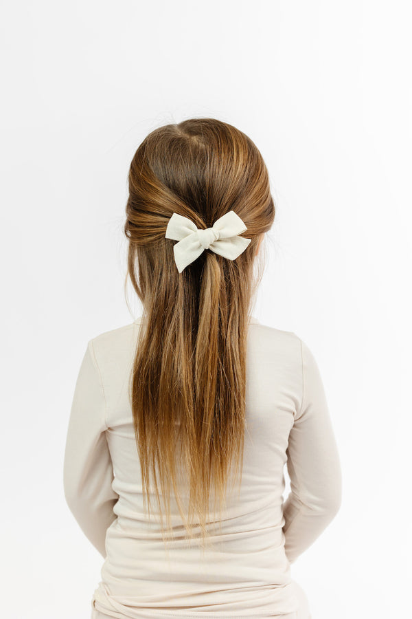 Linen Bow Hair Clip | Ivory