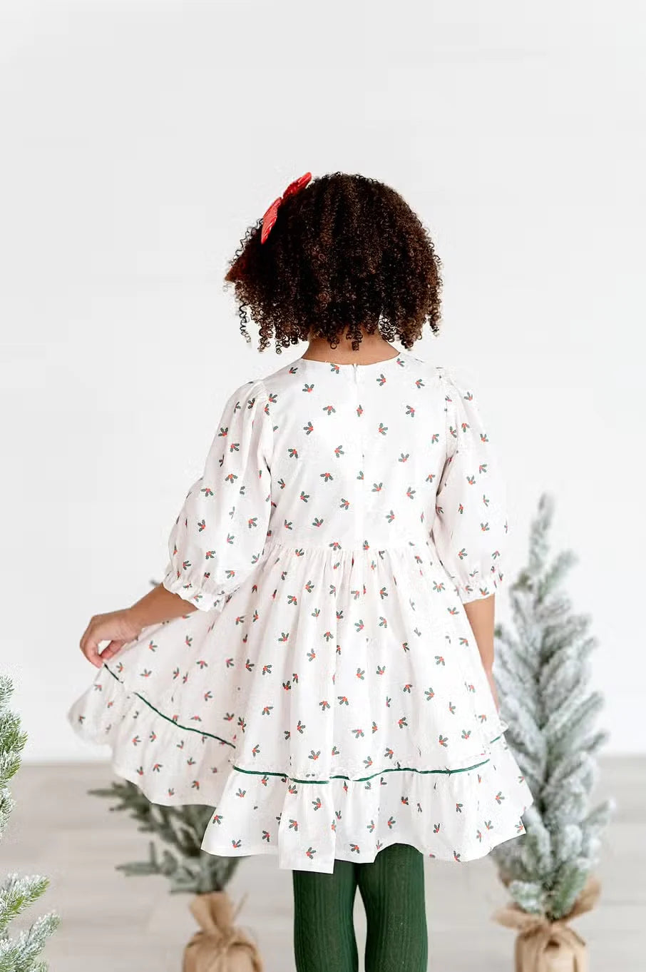 Kiki Dress in Holly Berries | Poplin Cotton Dress