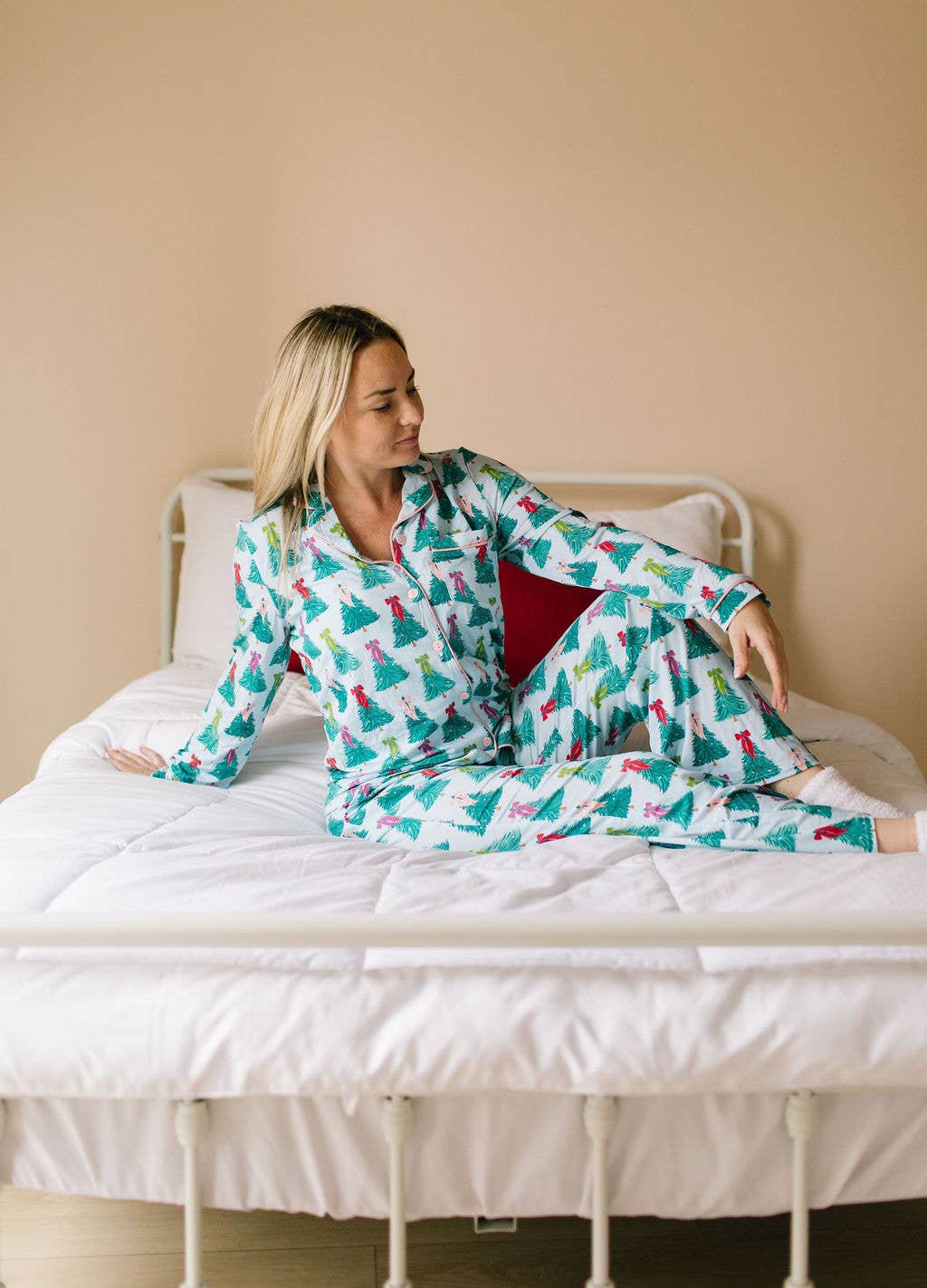 Women's Bamboo Button Pajama Set | Trim The Tree