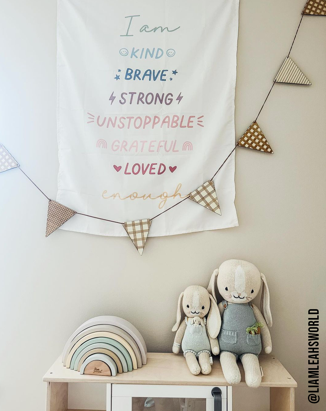 Affirmations Banner (Muted Rainbow) | Kids Wall Hanging