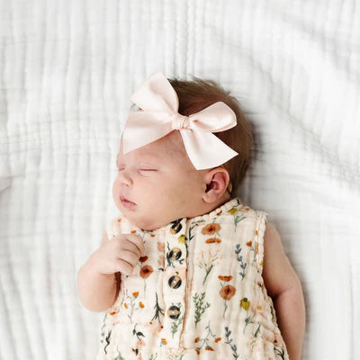 Blush Satin Bow | Nylon Headband