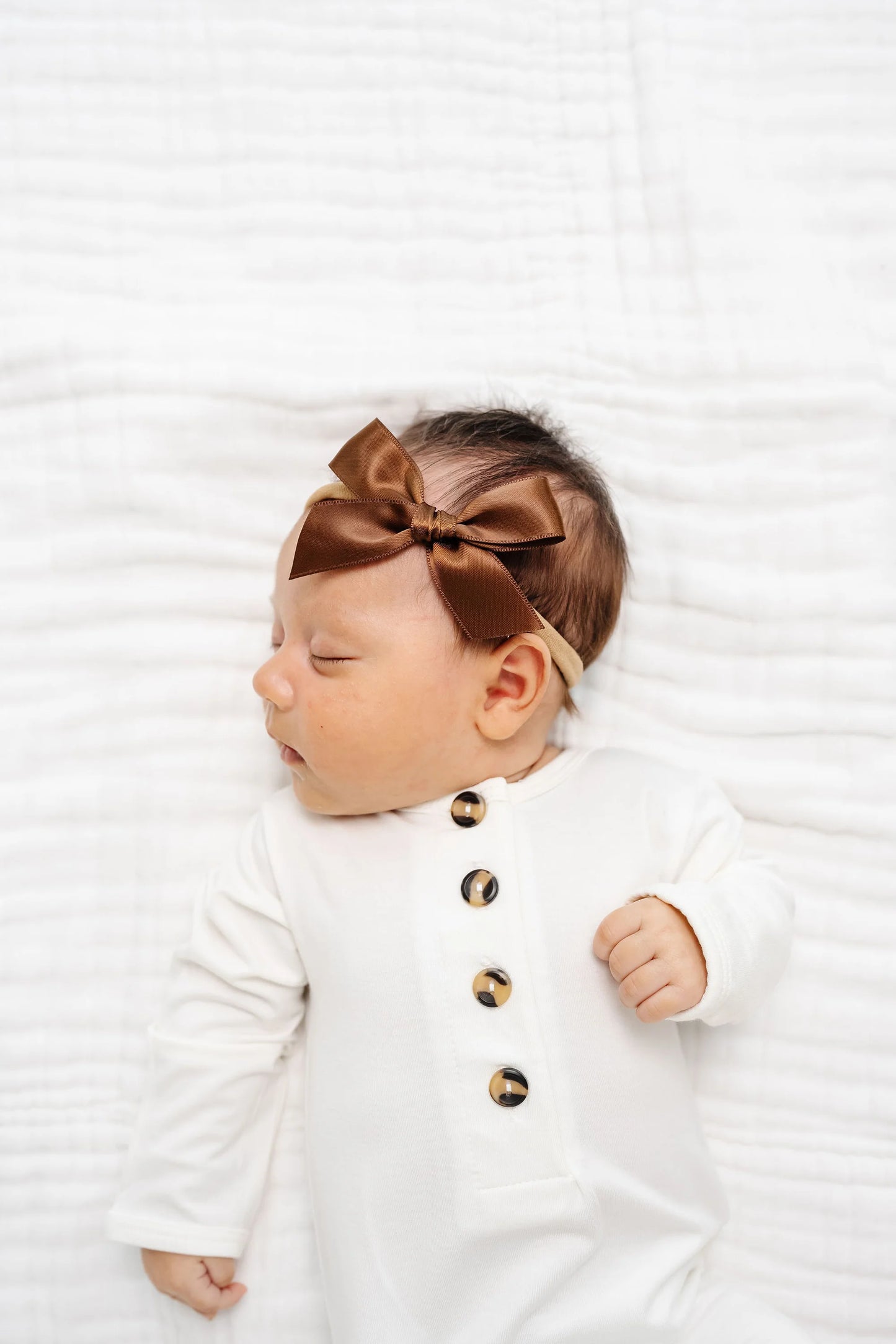 Chocolate Satin Bow | Nylon Headband