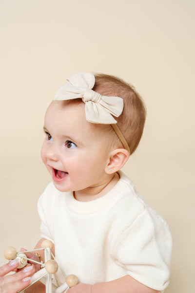 Sand Linen Bow | Clip