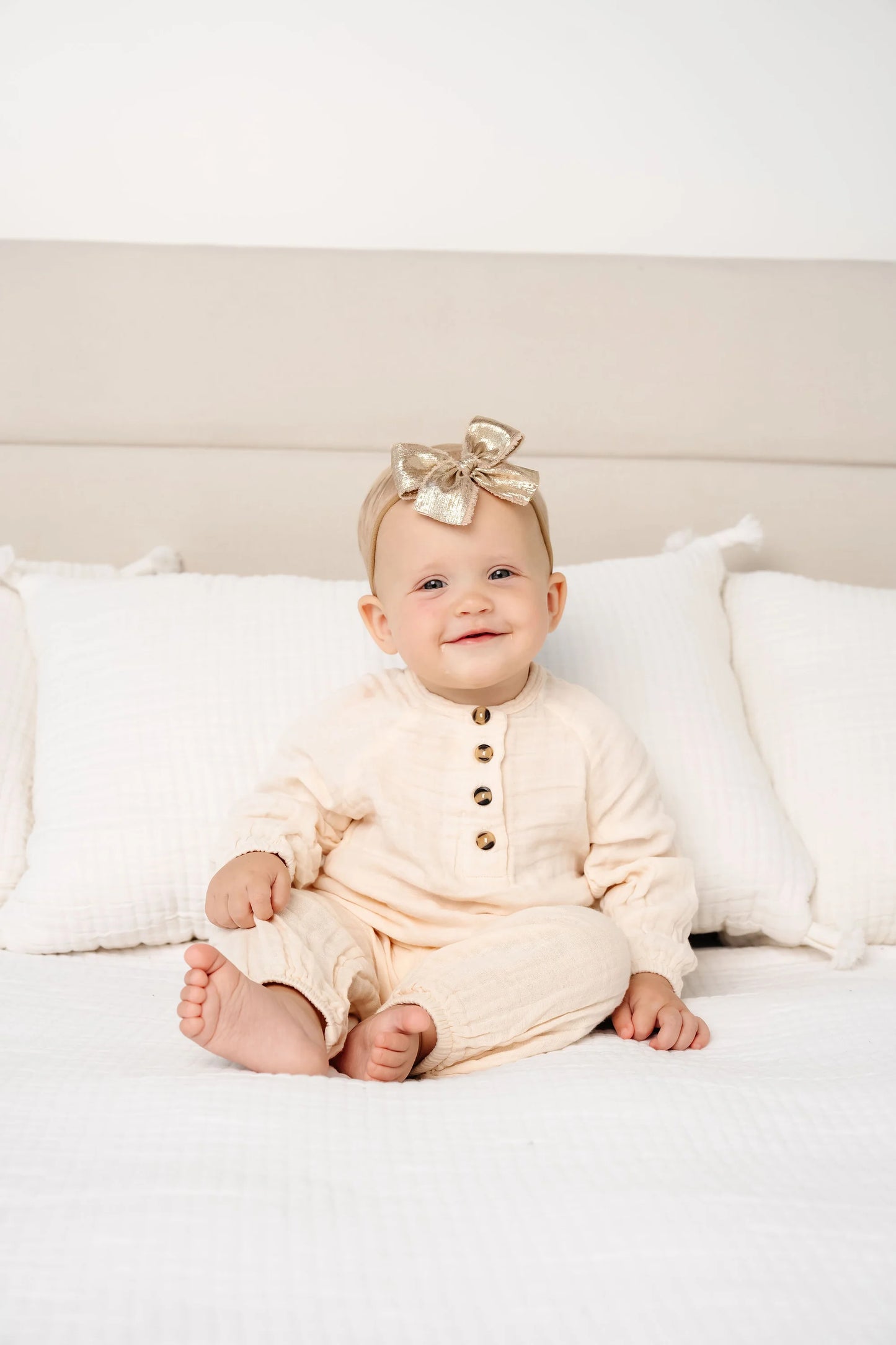 Gold Chiffon Bow | Nylon Headband