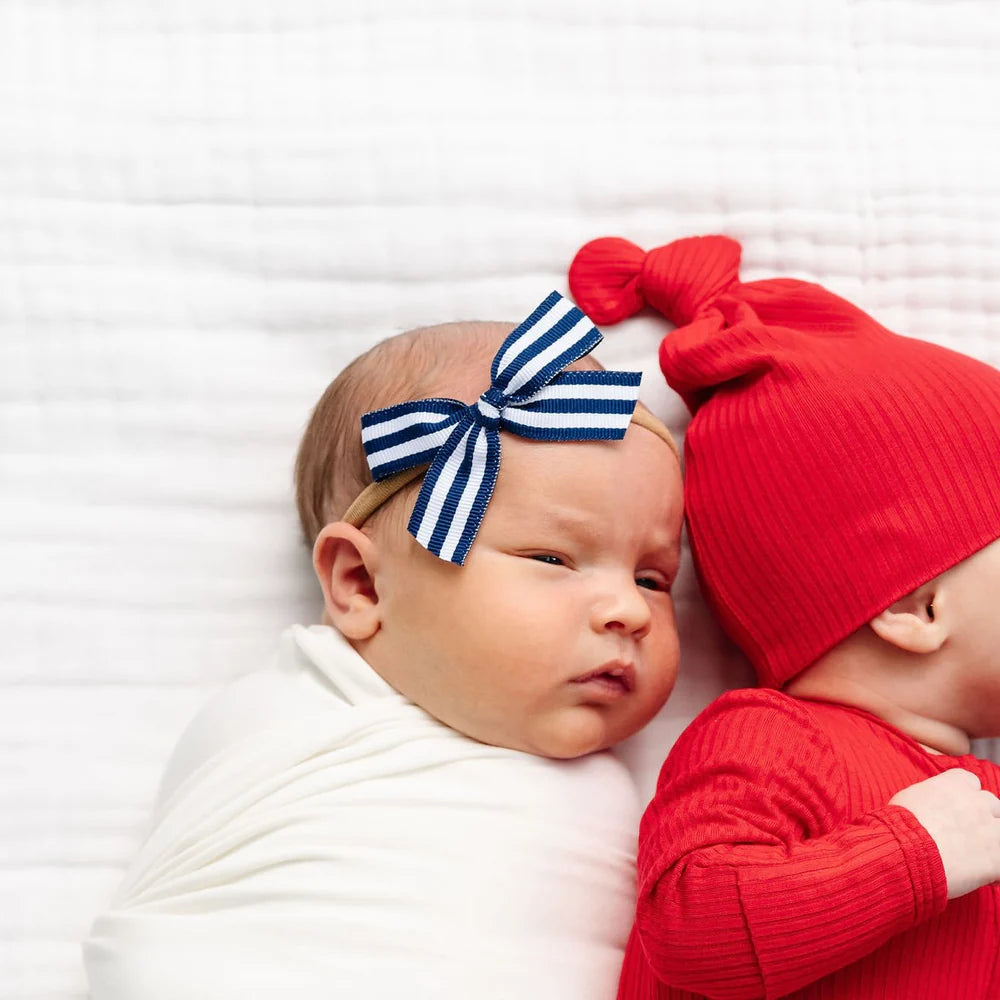 Nautical Blue Ribbon Bow | Nylon Headband