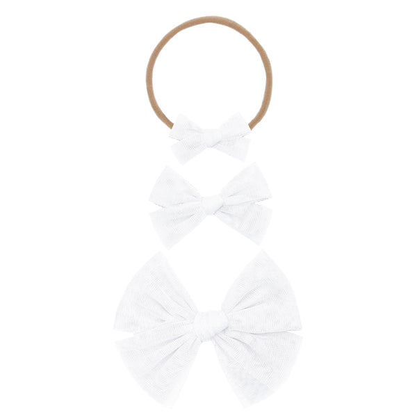 Tulle Nylon Bow | White