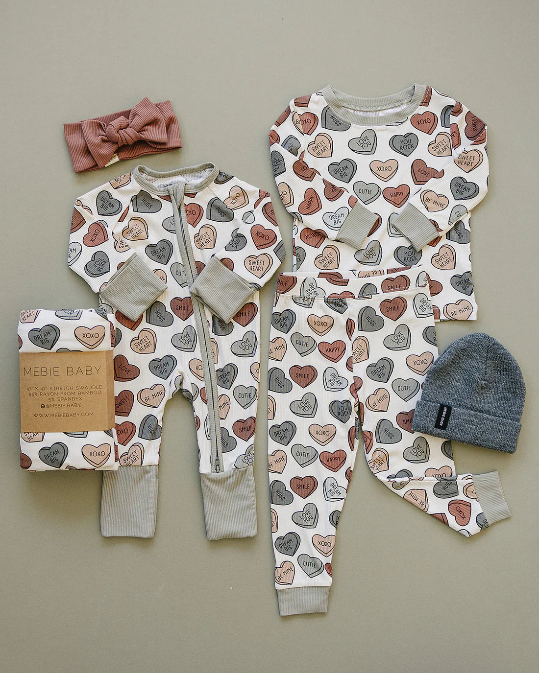 Conversation Hearts Ribbed Bamboo Cozy Pajama Set