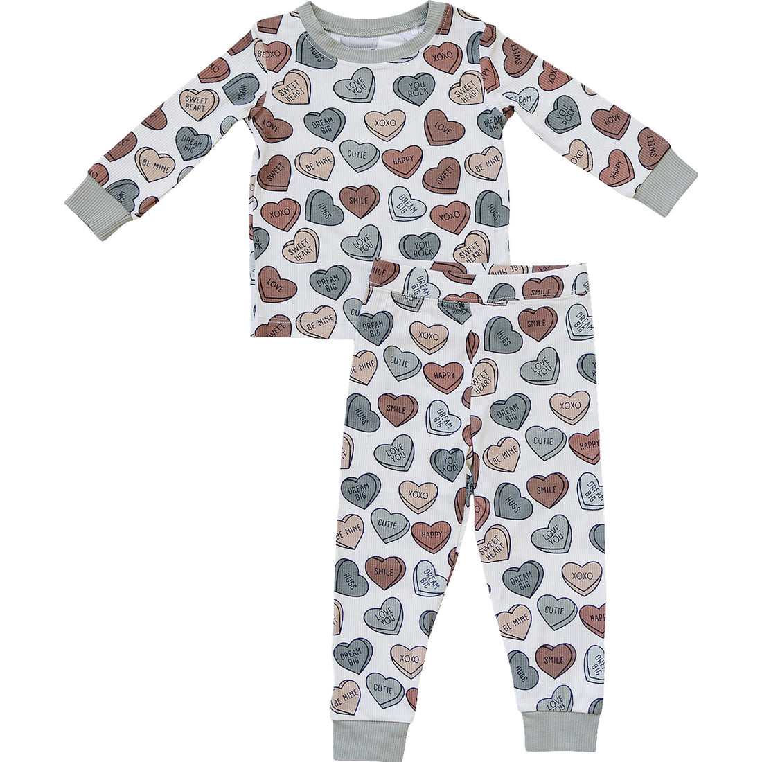 Conversation Hearts Ribbed Bamboo Cozy Pajama Set