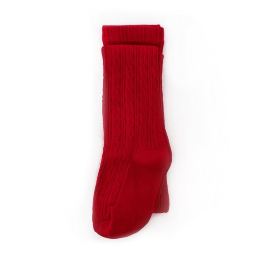 Cable Knit Tights | Red