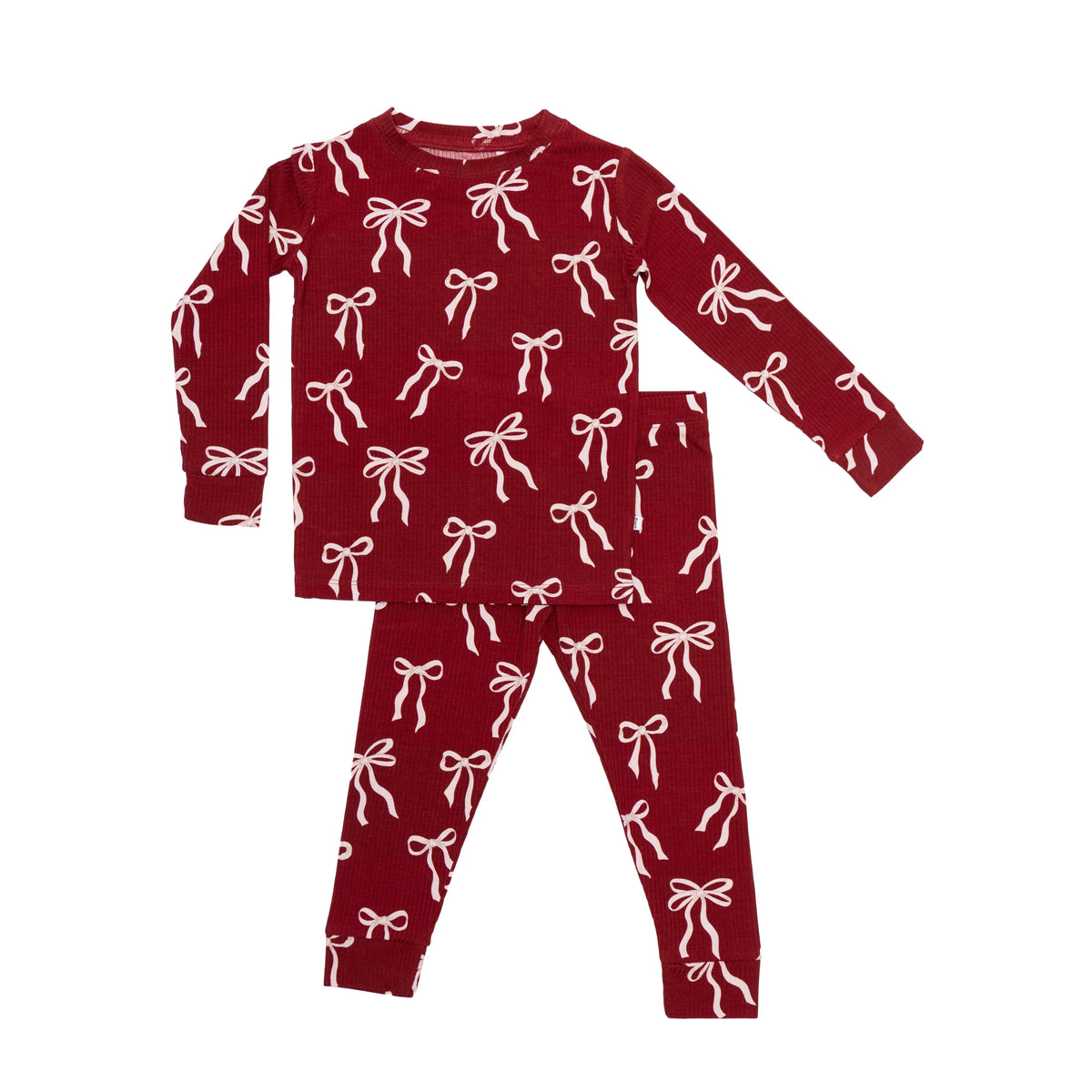 Red Coquette Bows | Small Ribbed Bamboo Pajama Set