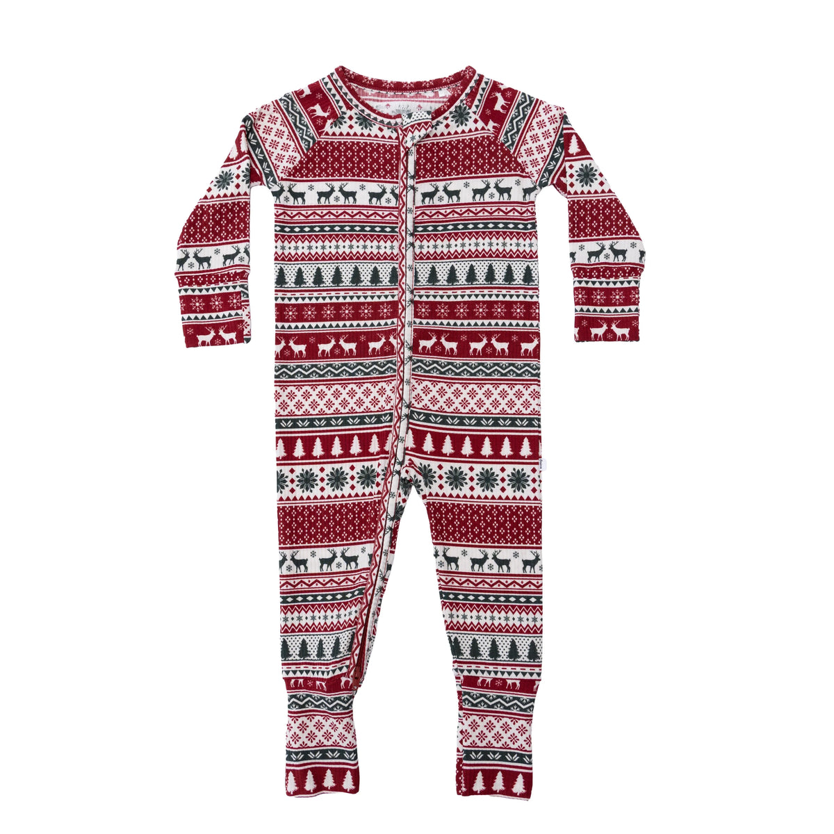 Christmas Sweater Stripe | Small Ribbed Bamboo Zip Sleeper w/ Fold-Over Feet