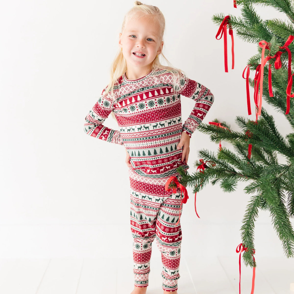 Christmas Sweater Stripe | Small Ribbed Bamboo Pajama Set