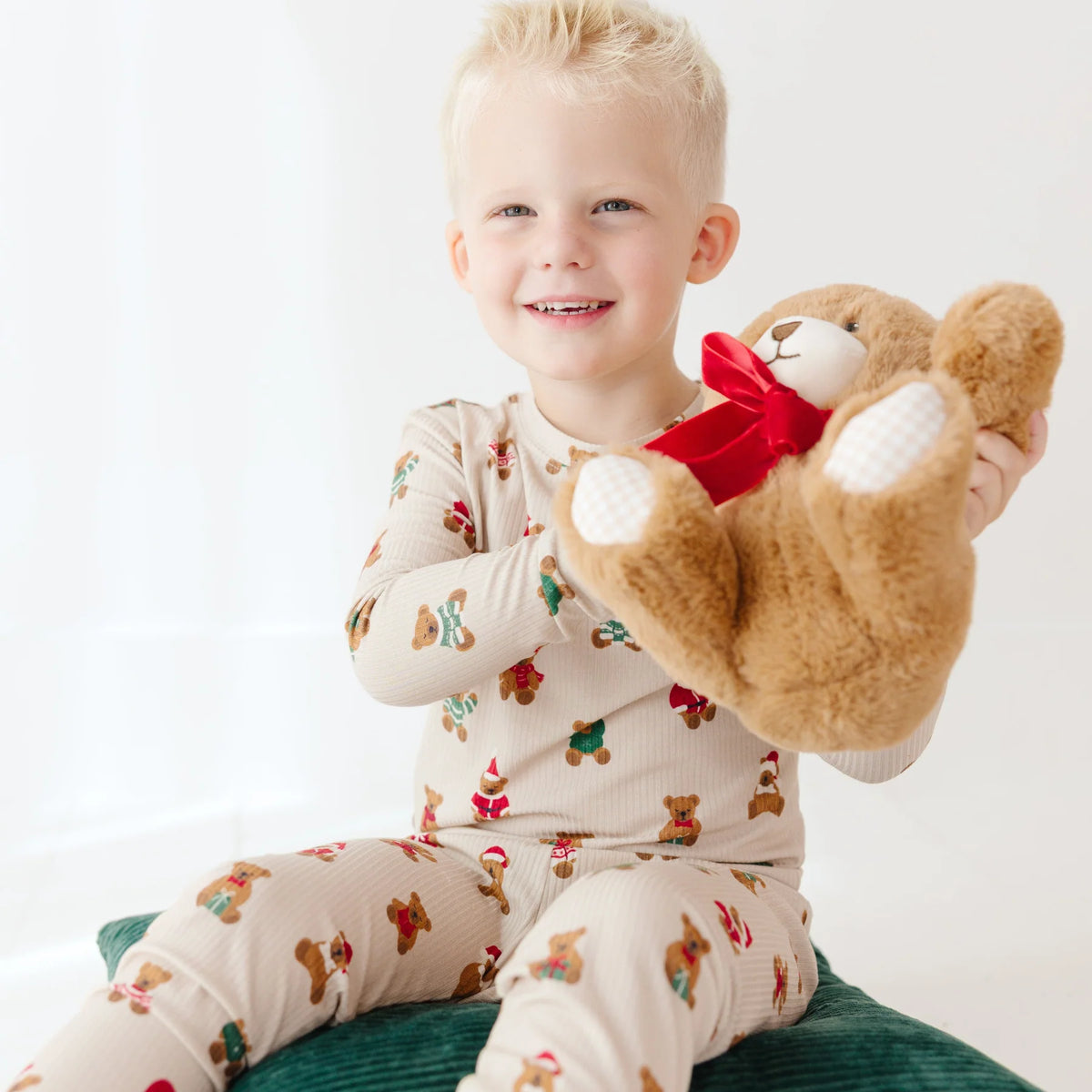 Teddy Bear | Small Ribbed Bamboo Pajama Set