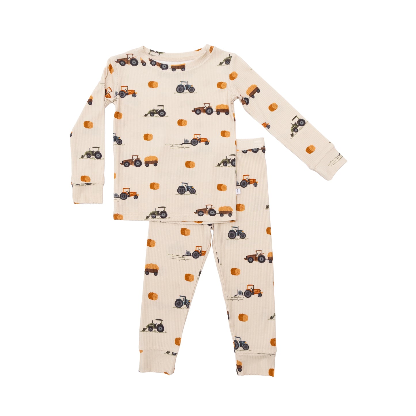 Bamboo Pajama Set | Tractors (Small Ribbed)