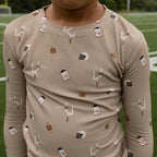 Bamboo Pajama Set | Football (Small Ribbed)